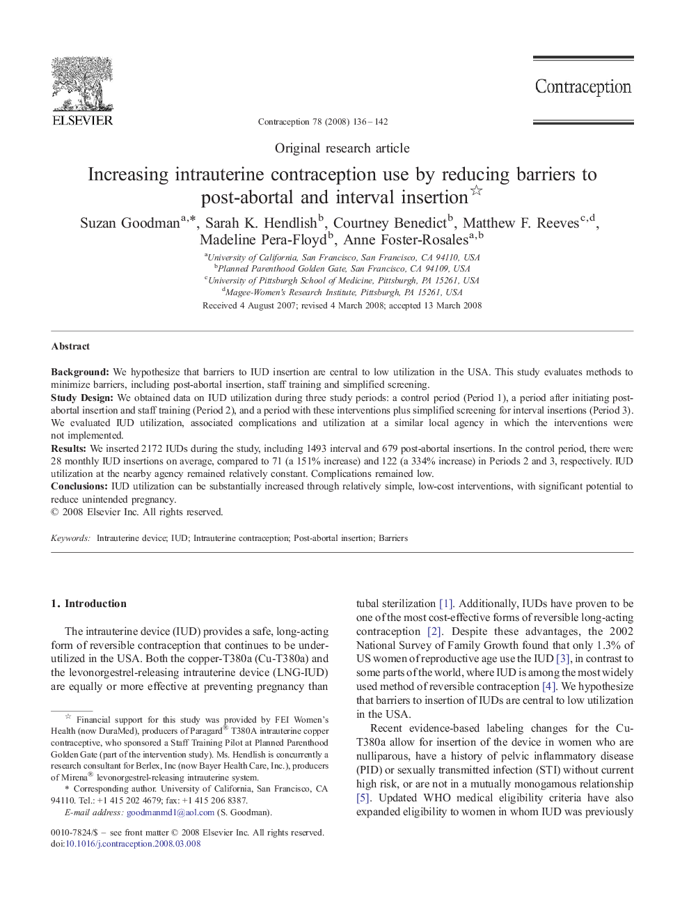 Increasing intrauterine contraception use by reducing barriers to post-abortal and interval insertion 