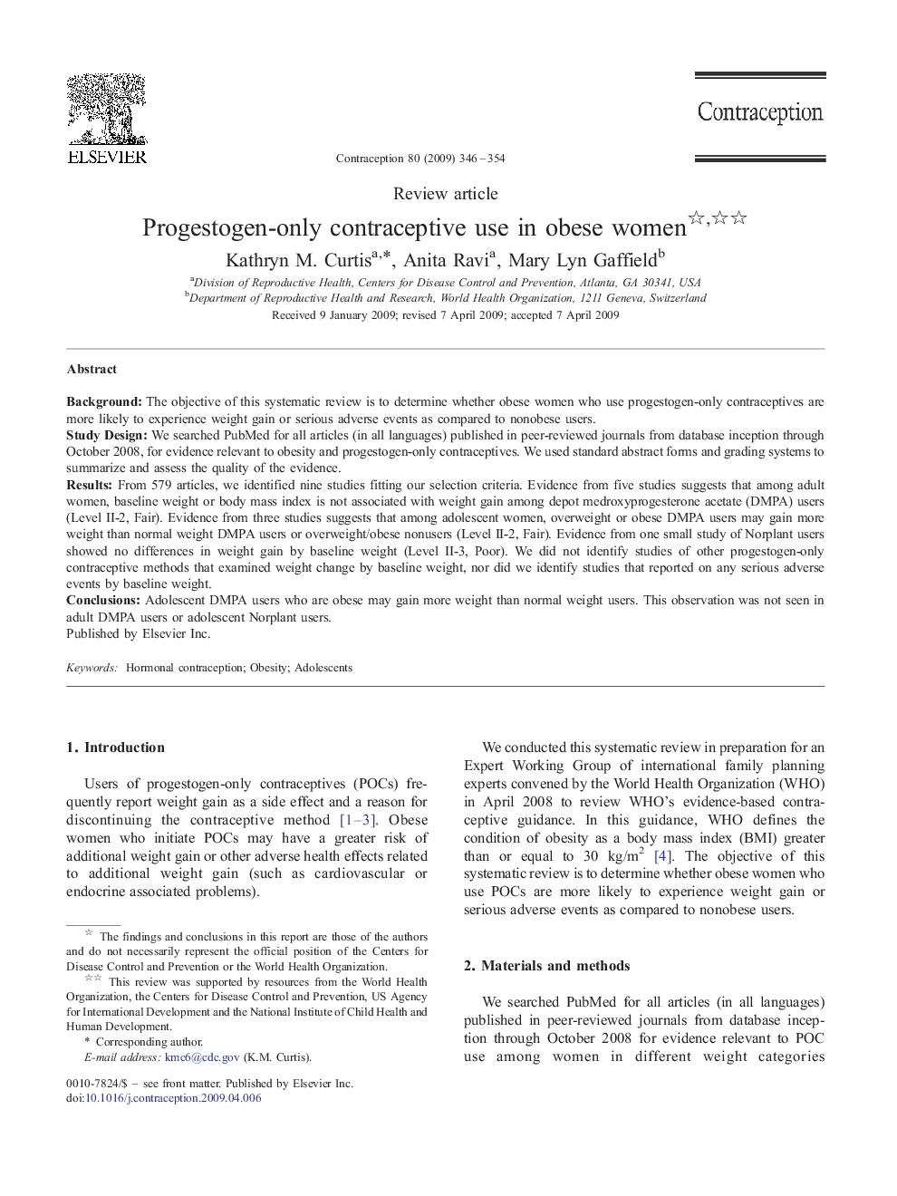 Progestogen-only contraceptive use in obese women 