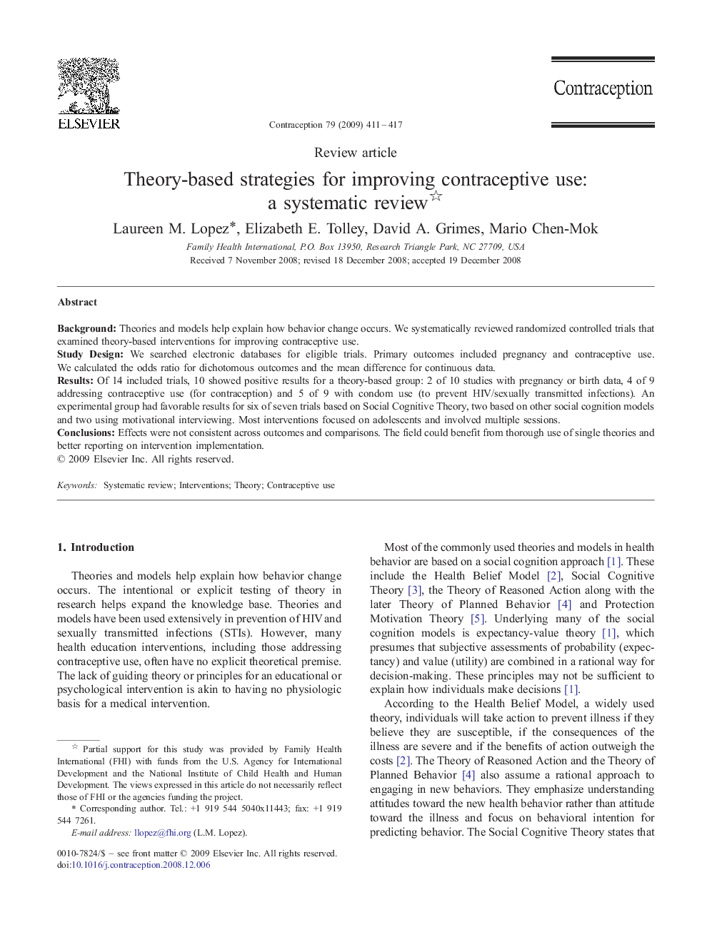 عکس صفحه اول مقاله: Theory-based strategies for improving contraceptive use: a systematic review Theory-based strategies for improving contraceptive use: a systematic review
