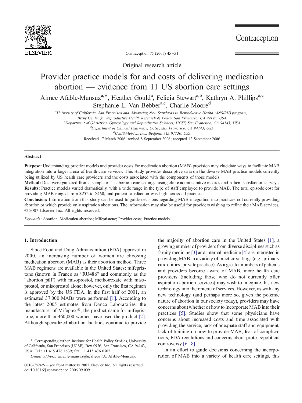 Provider practice models for and costs of delivering medication abortion — evidence from 11 US abortion care settings