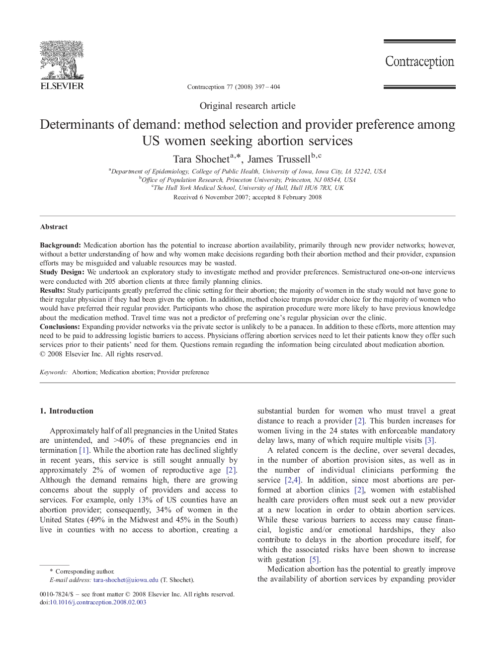 Determinants of demand: method selection and provider preference among US women seeking abortion services