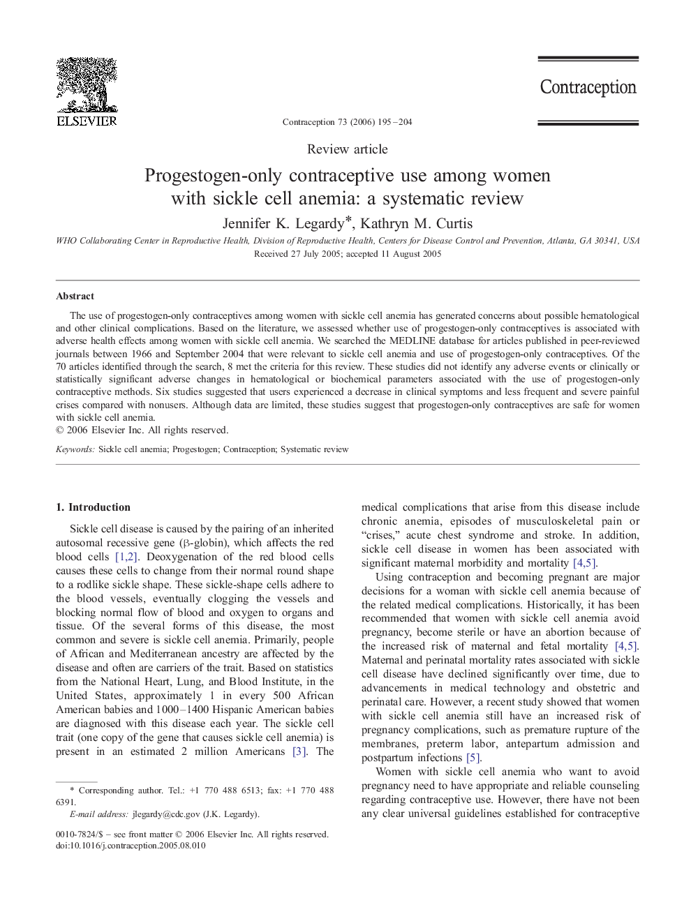 عکس صفحه اول مقاله: Progestogen-only contraceptive use among women with sickle cell anemia: a systematic review Progestogen-only contraceptive use among women with sickle cell anemia: a systematic review