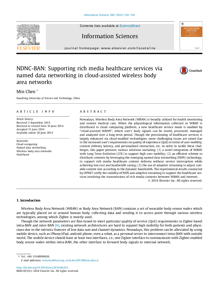 NDNC-BAN: Supporting rich media healthcare services via named data networking in cloud-assisted wireless body area networks