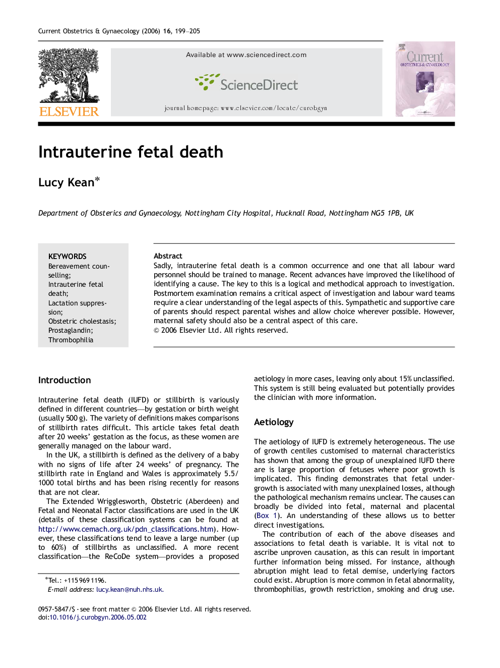 Intrauterine fetal death