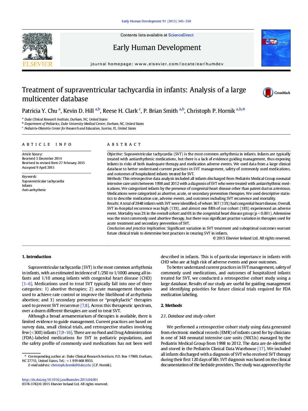 Treatment of supraventricular tachycardia in infants: Analysis of a large multicenter database