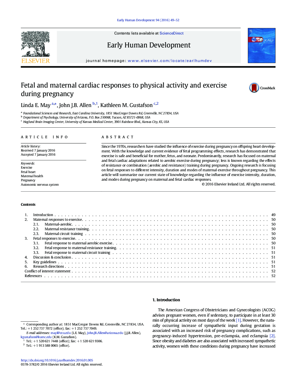 Fetal and maternal cardiac responses to physical activity and exercise during pregnancy