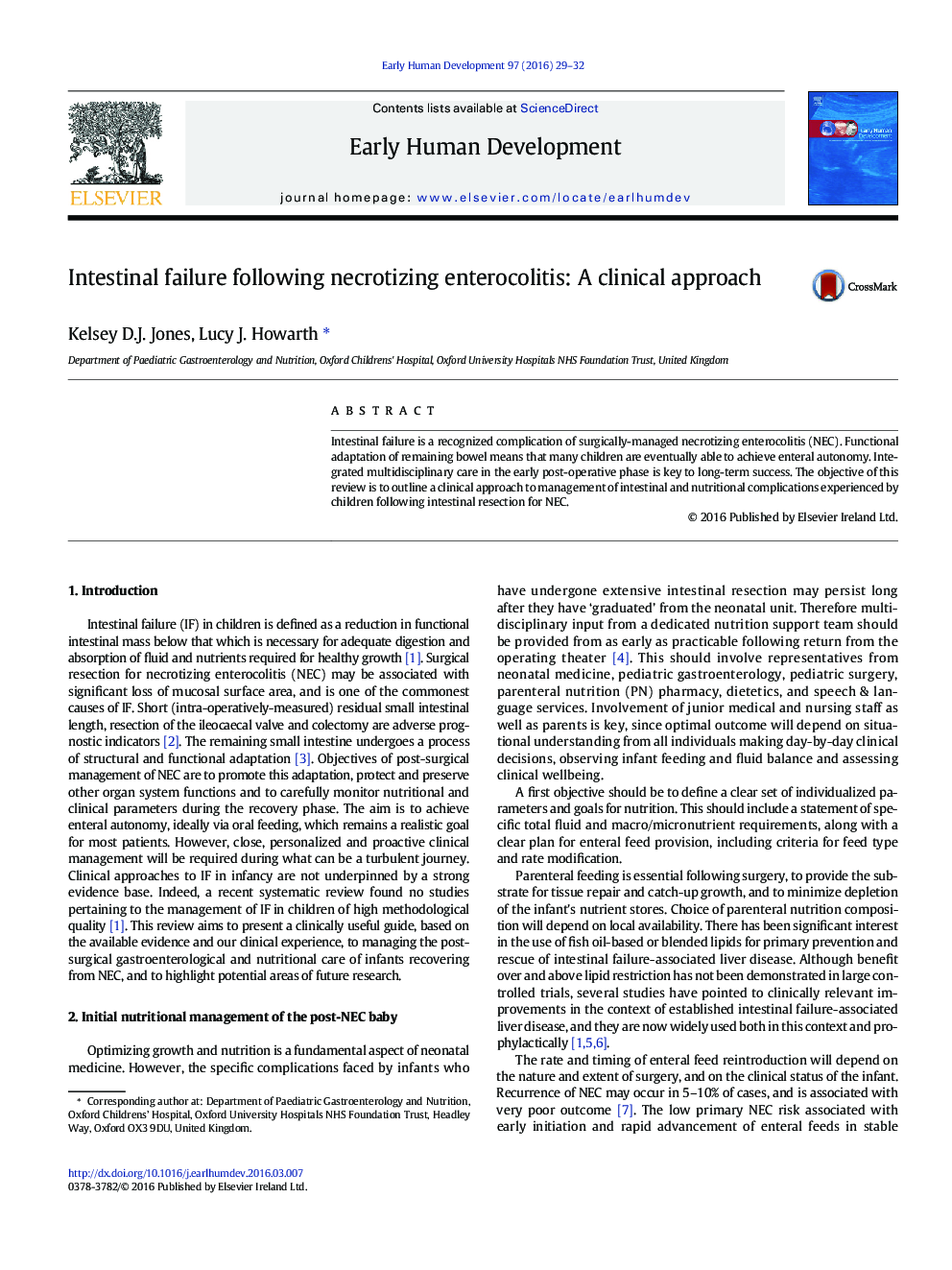 Intestinal failure following necrotizing enterocolitis: A clinical approach