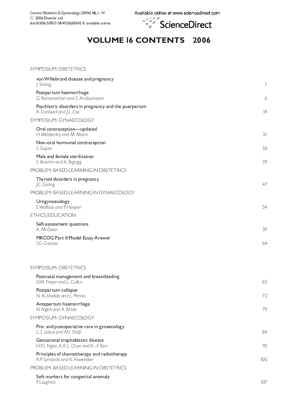 Volume 16 Contents