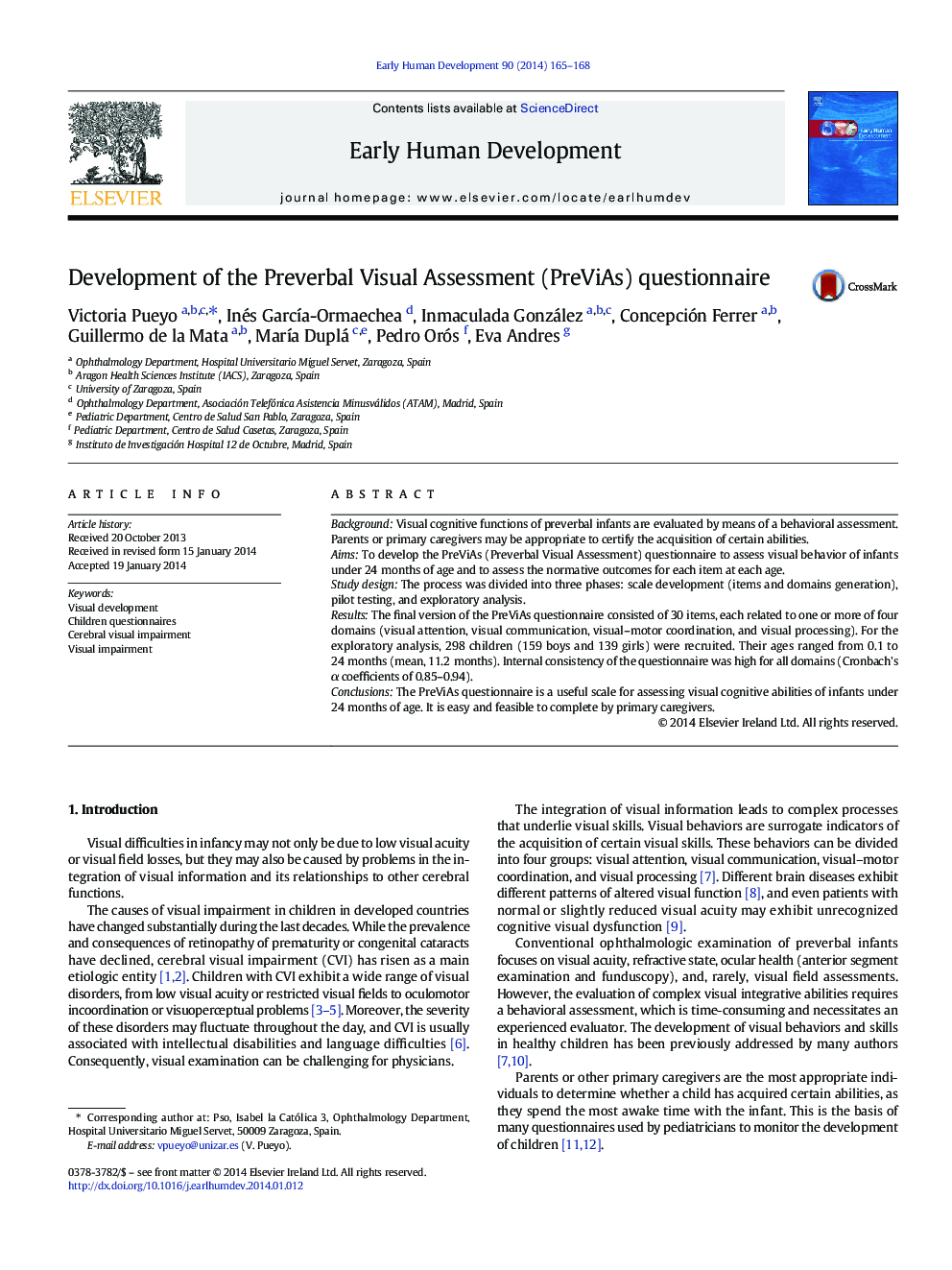 Development of the Preverbal Visual Assessment (PreViAs) questionnaire