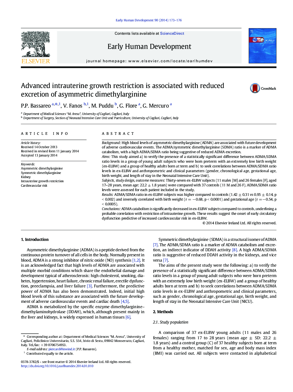 Advanced intrauterine growth restriction is associated with reduced excretion of asymmetric dimethylarginine