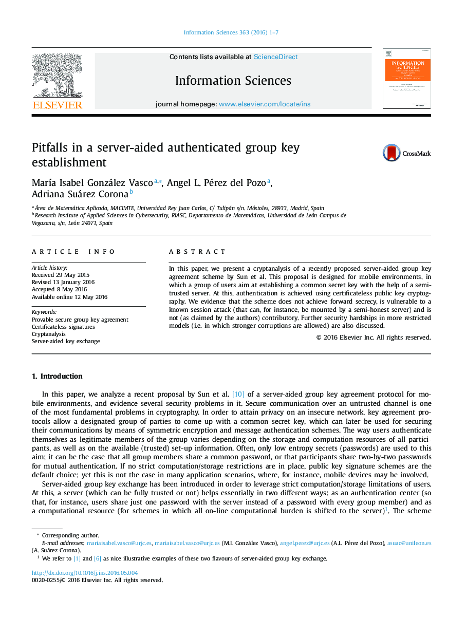 Pitfalls in a server-aided authenticated group key establishment