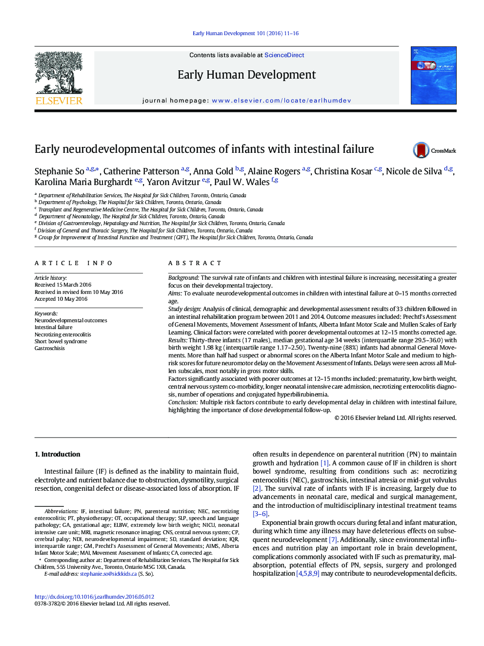 Early neurodevelopmental outcomes of infants with intestinal failure