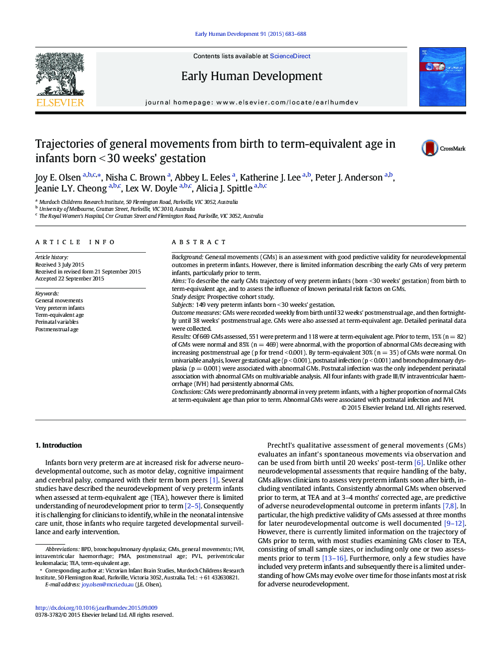 Trajectories of general movements from birth to term-equivalent age in infants born < 30 weeks' gestation