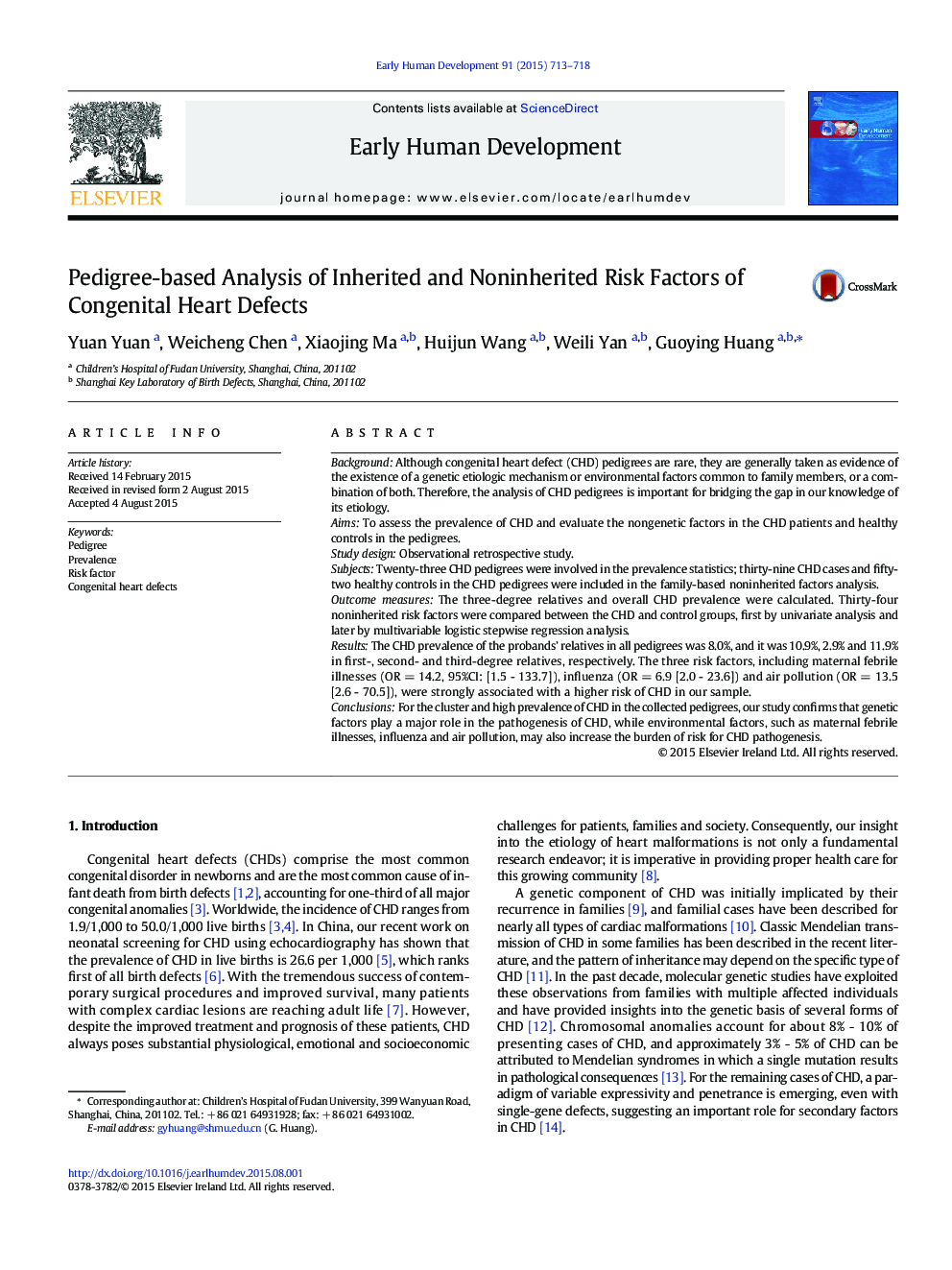 Pedigree-based Analysis of Inherited and Noninherited Risk Factors of Congenital Heart Defects