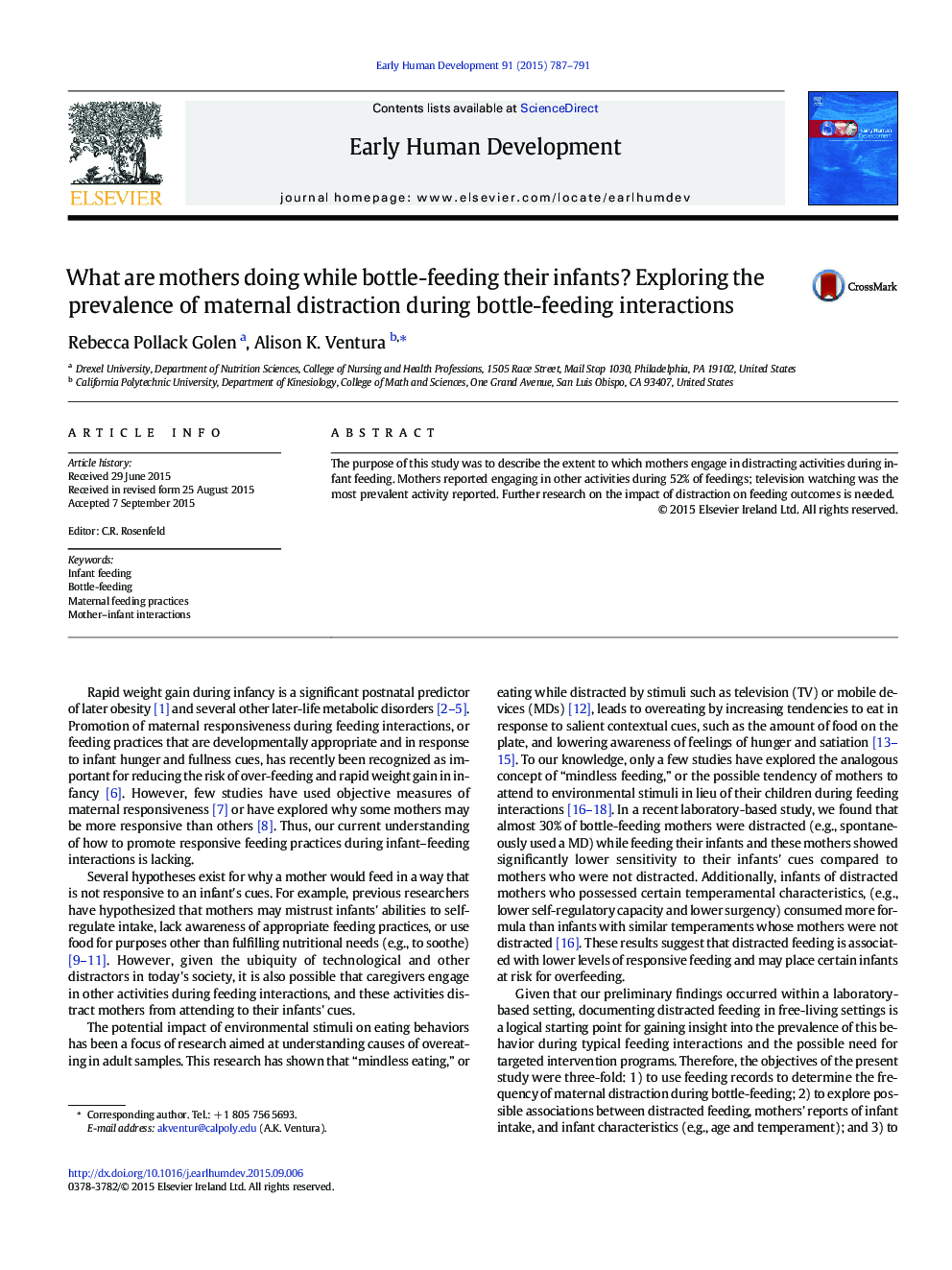 What are mothers doing while bottle-feeding their infants? Exploring the prevalence of maternal distraction during bottle-feeding interactions