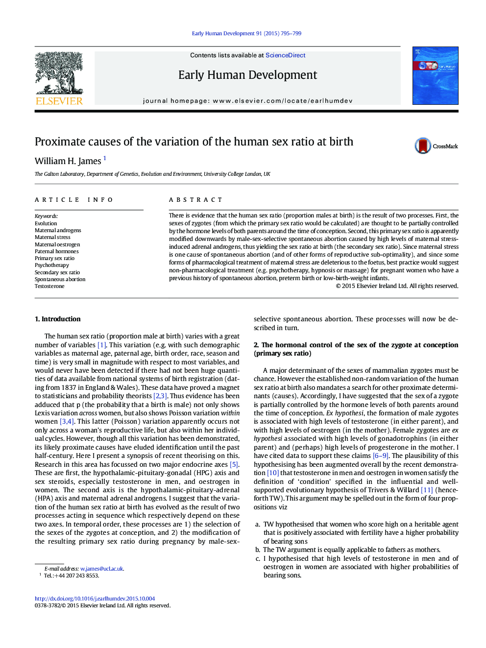 Proximate causes of the variation of the human sex ratio at birth