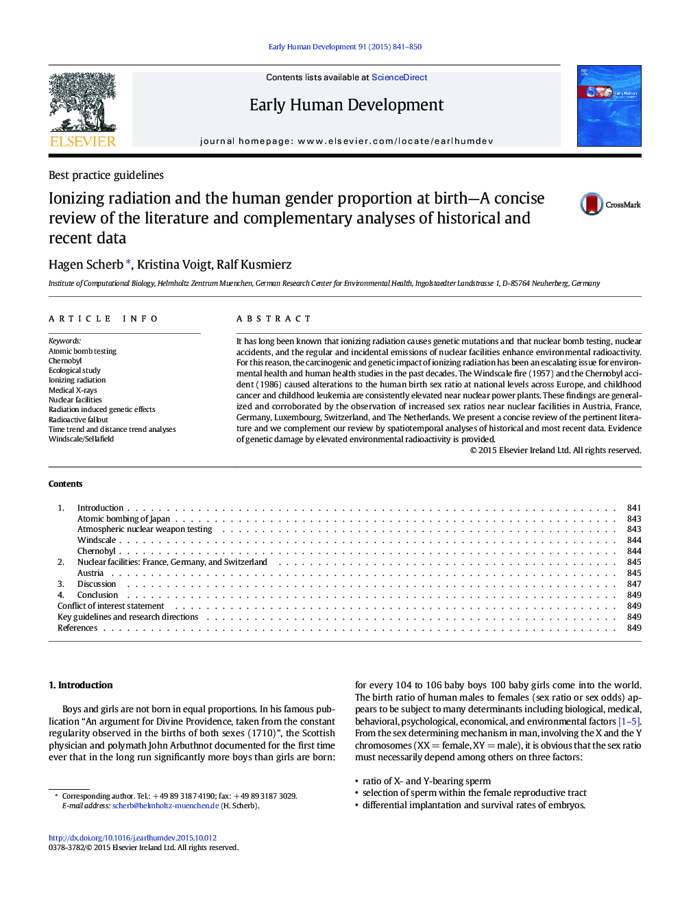 Ionizing radiation and the human gender proportion at birth—A concise review of the literature and complementary analyses of historical and recent data