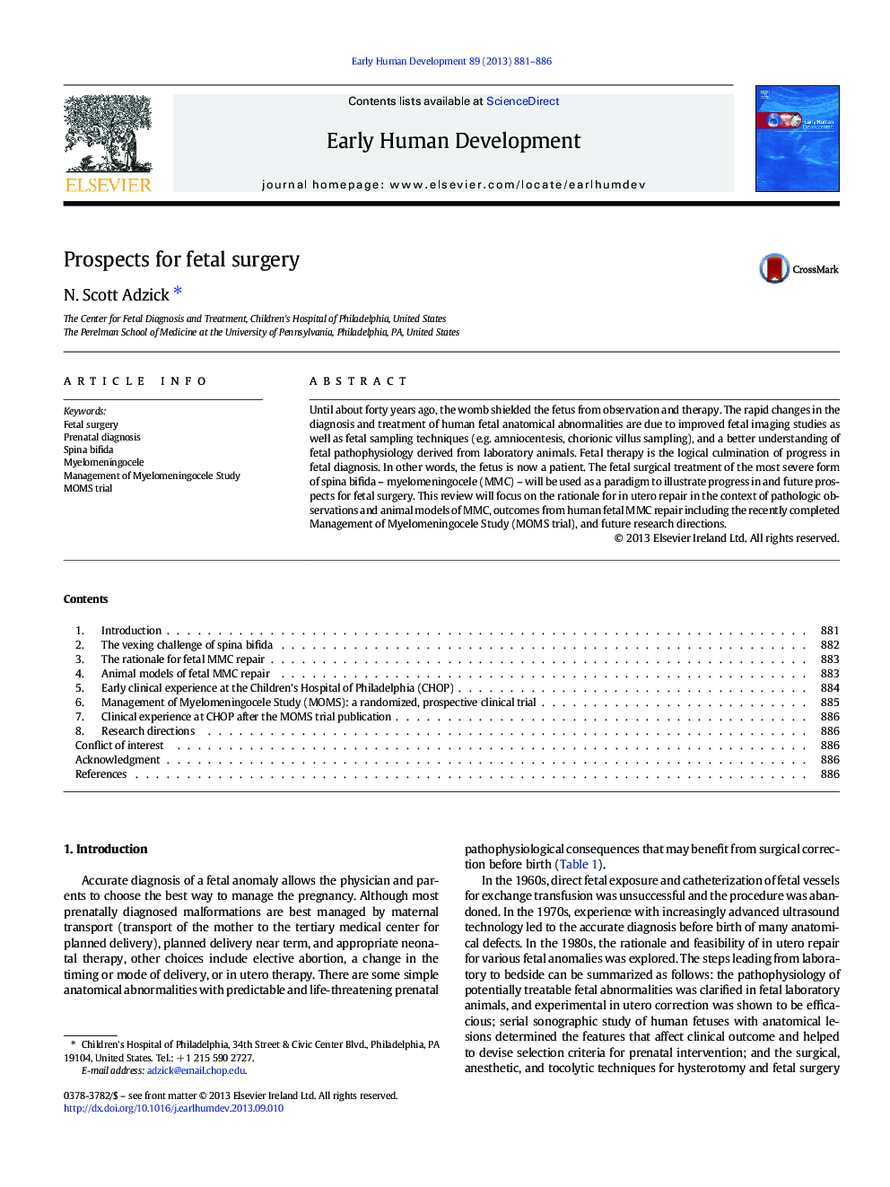 Prospects for fetal surgery