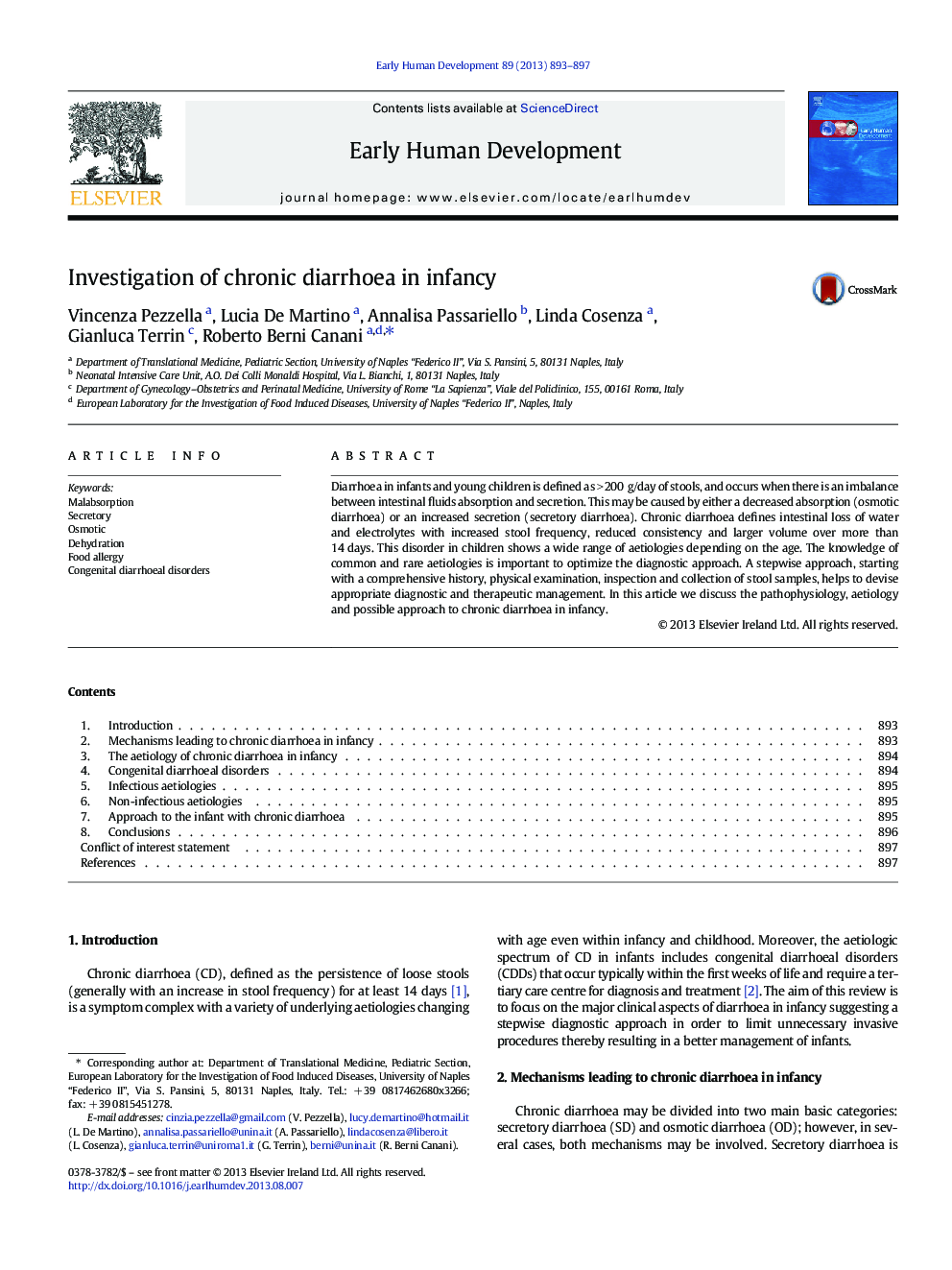 Investigation of chronic diarrhoea in infancy