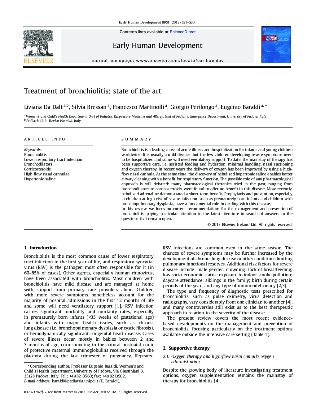 Treatment of bronchiolitis: state of the art