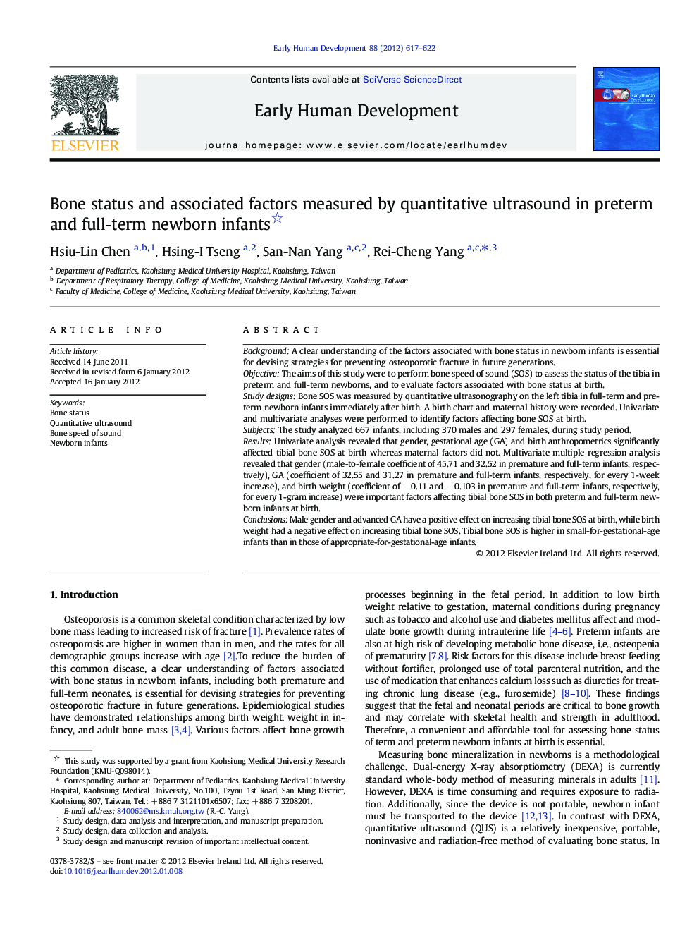 Bone status and associated factors measured by quantitative ultrasound in preterm and full-term newborn infants 