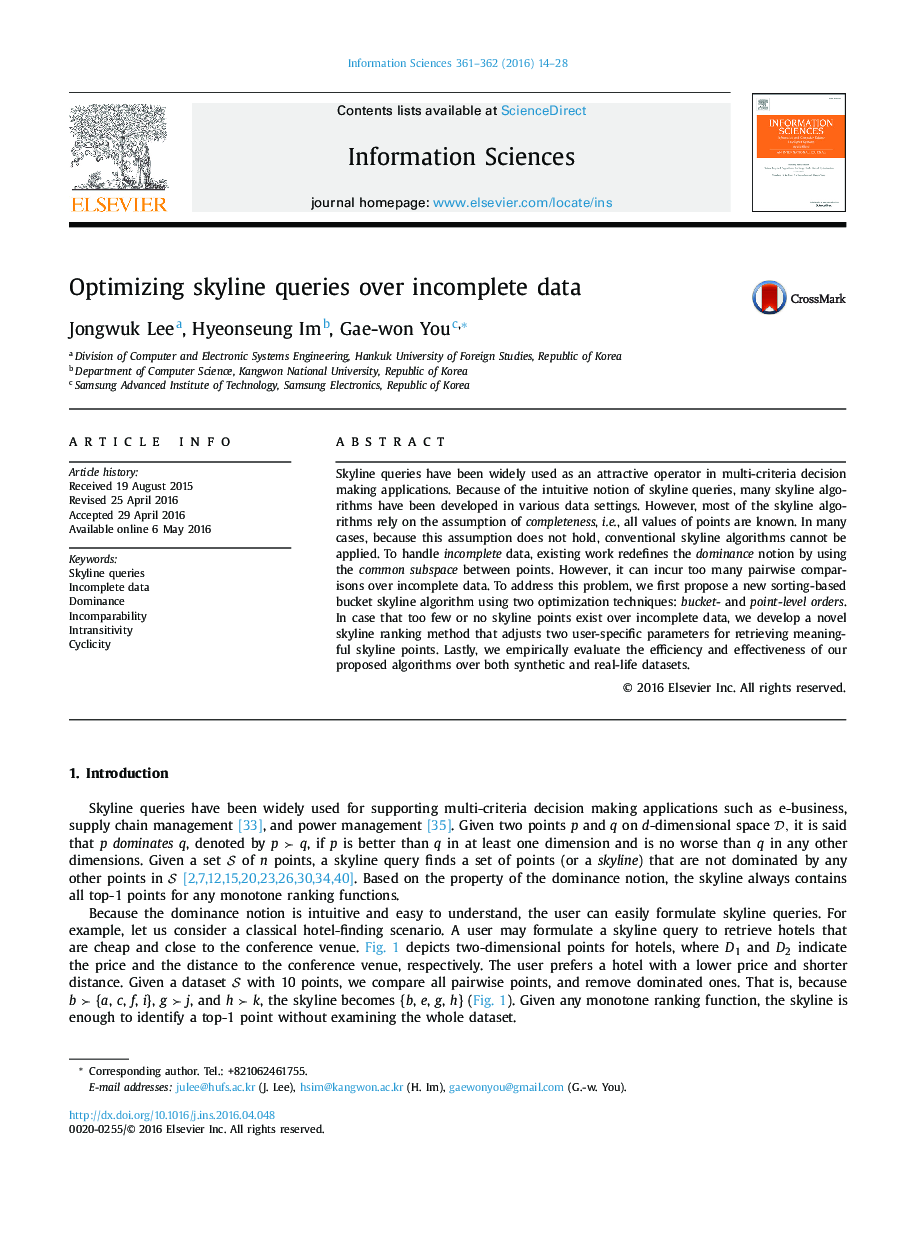 Optimizing skyline queries over incomplete data