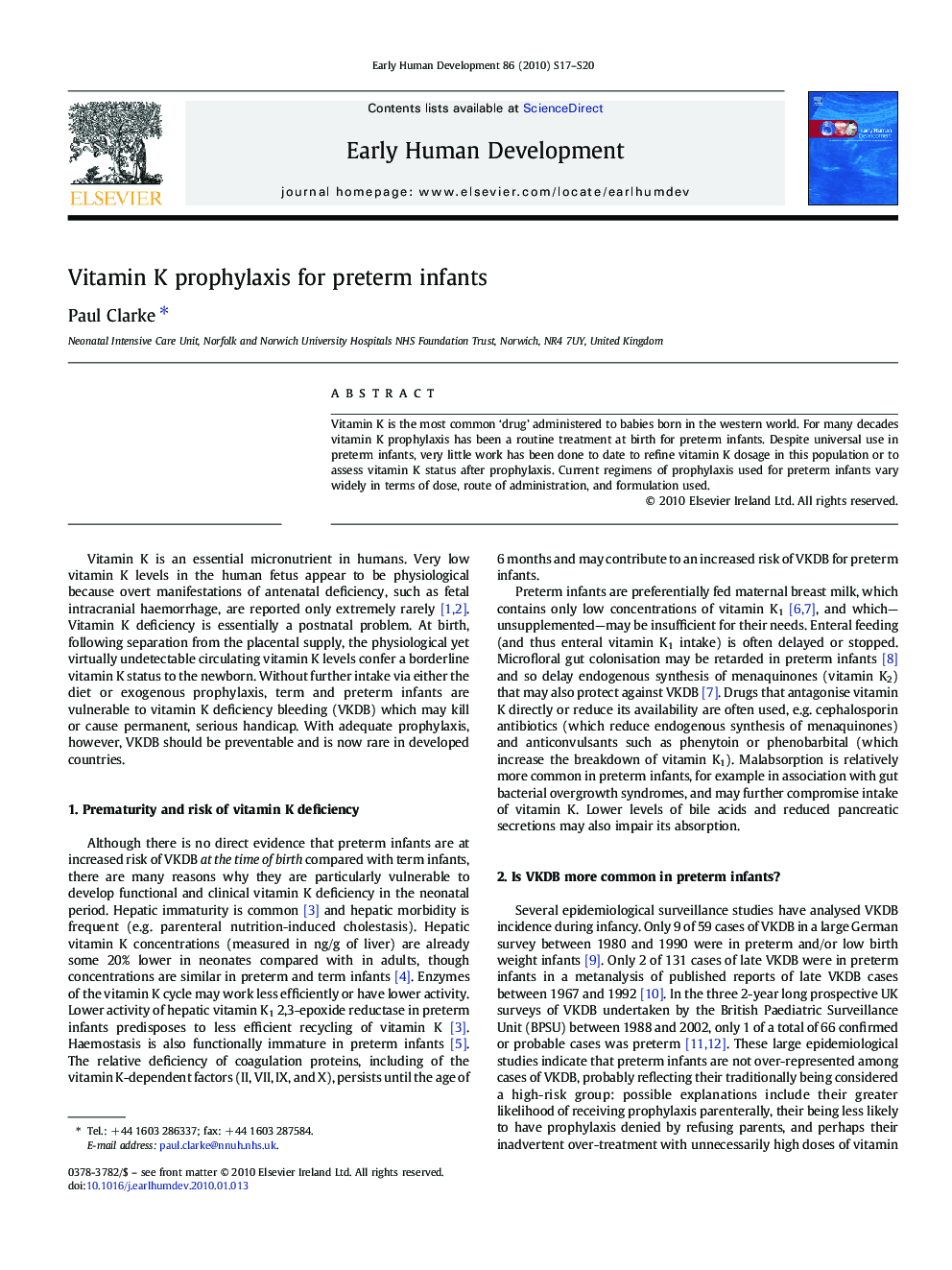 Vitamin K prophylaxis for preterm infants