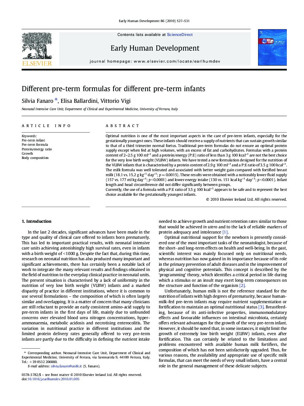 Different pre-term formulas for different pre-term infants