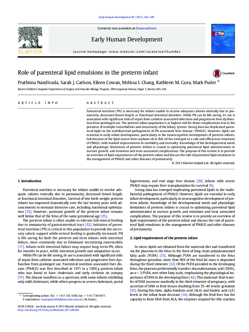 Role of parenteral lipid emulsions in the preterm infant