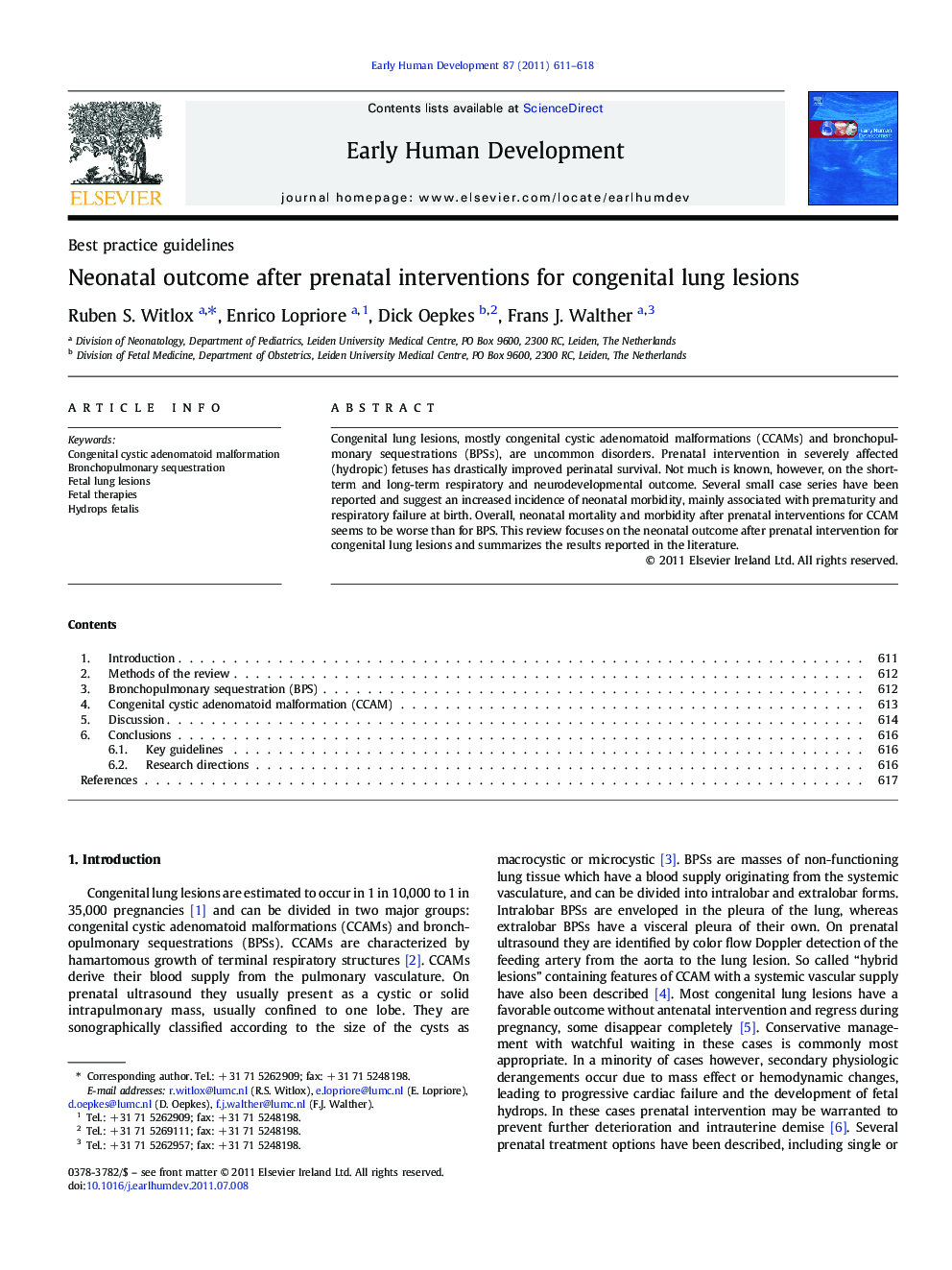 Neonatal outcome after prenatal interventions for congenital lung lesions