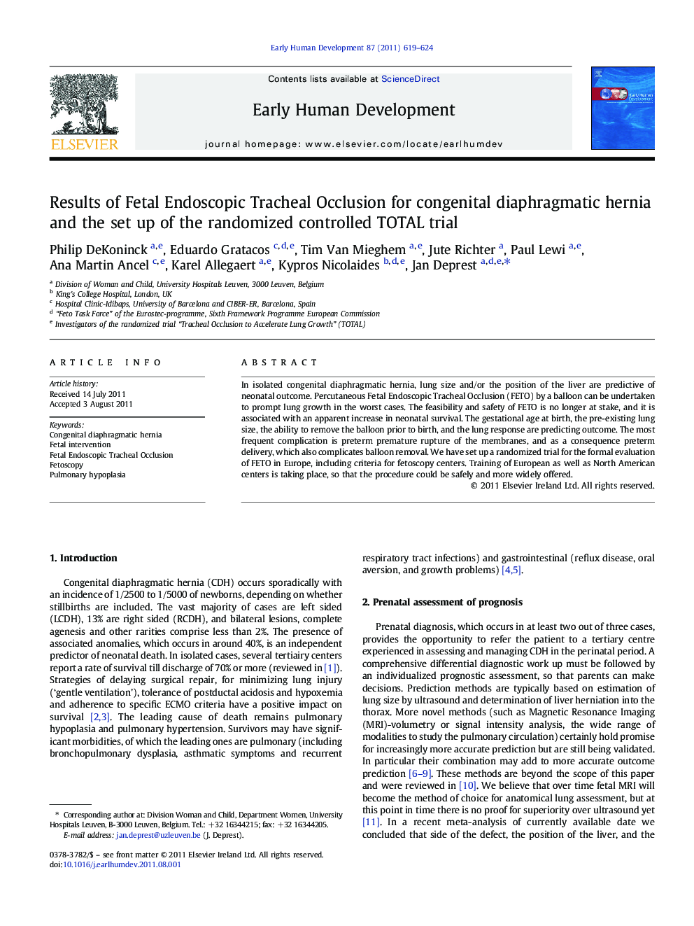 Results of Fetal Endoscopic Tracheal Occlusion for congenital diaphragmatic hernia and the set up of the randomized controlled TOTAL trial