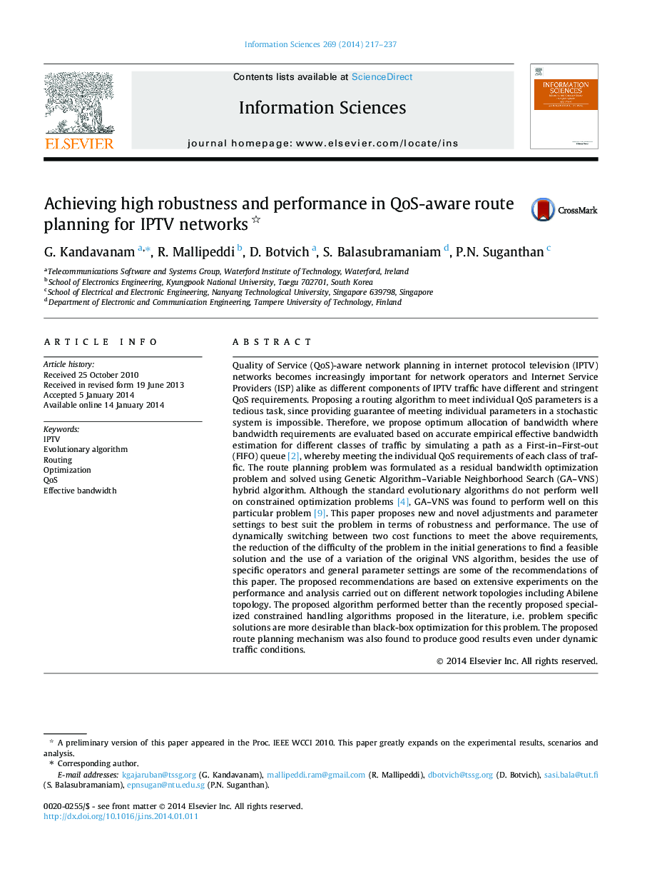Achieving high robustness and performance in QoS-aware route planning for IPTV networks 