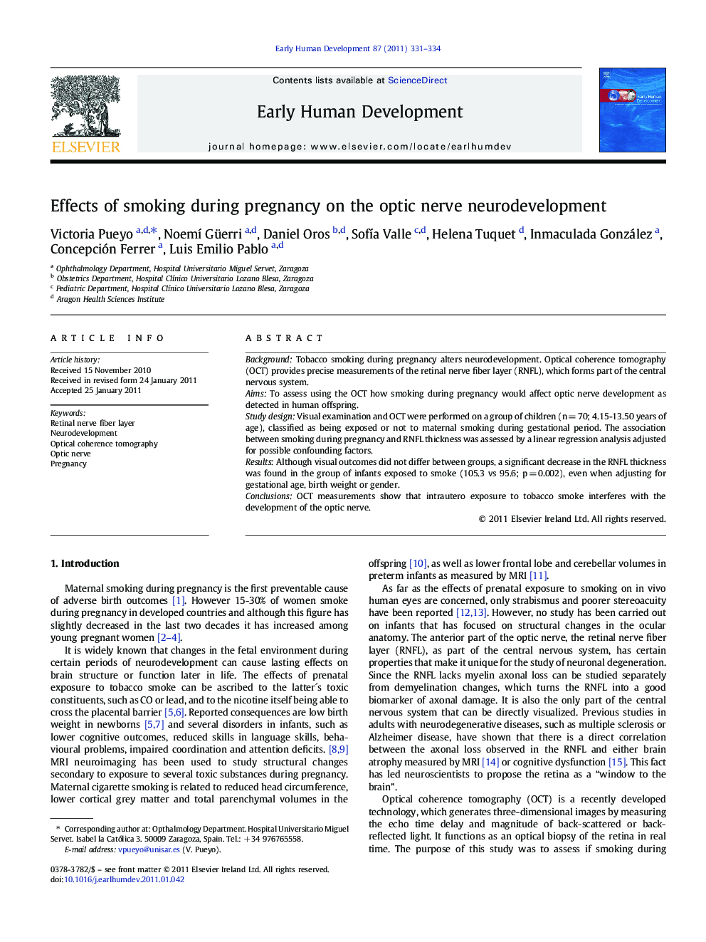 Effects of smoking during pregnancy on the optic nerve neurodevelopment