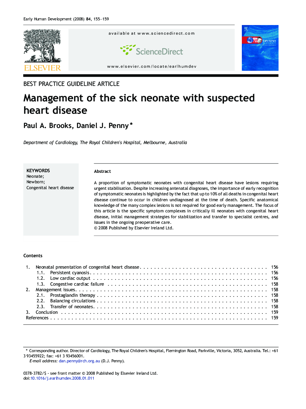 Management of the sick neonate with suspected heart disease