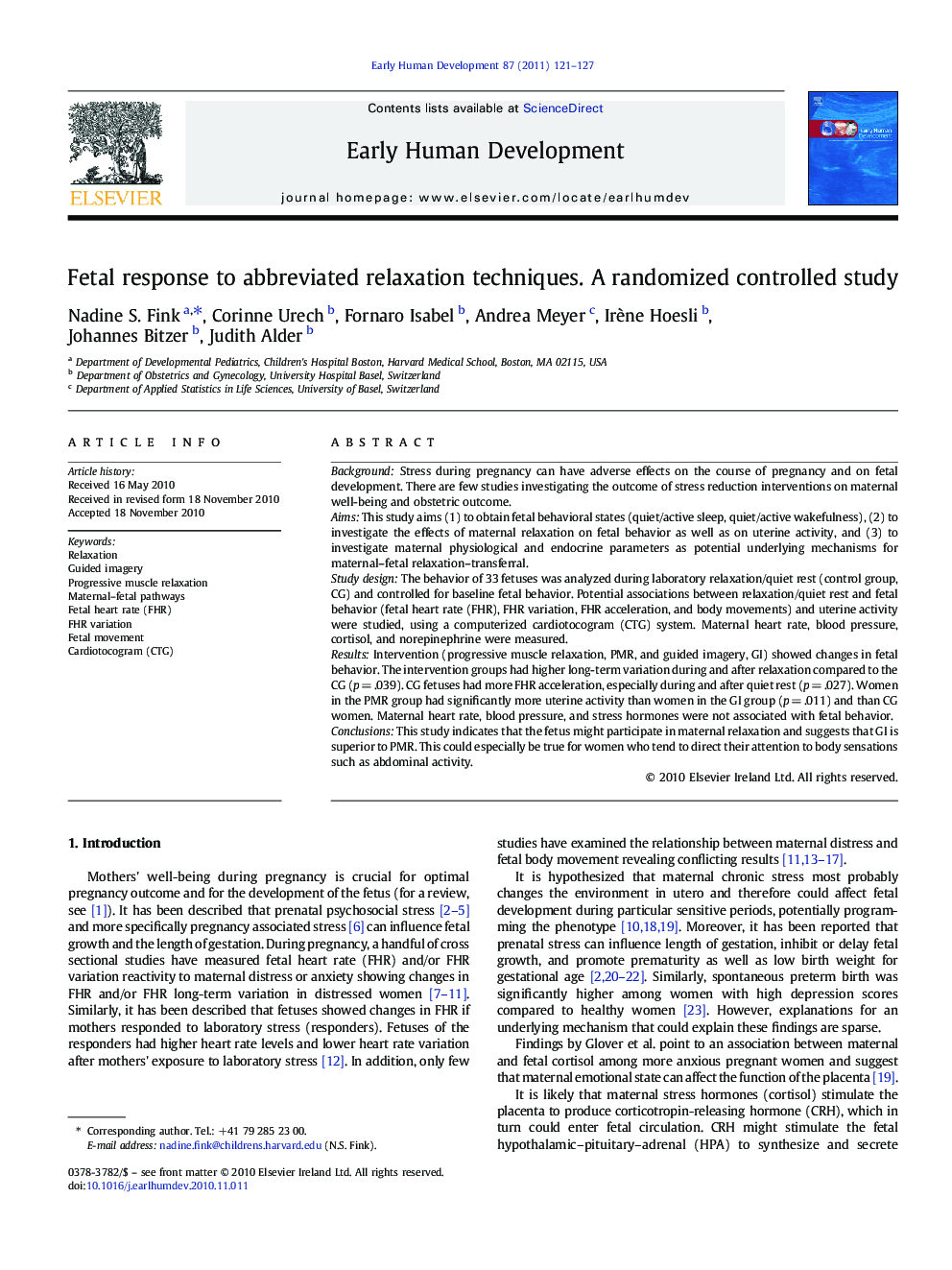 Fetal response to abbreviated relaxation techniques. A randomized controlled study