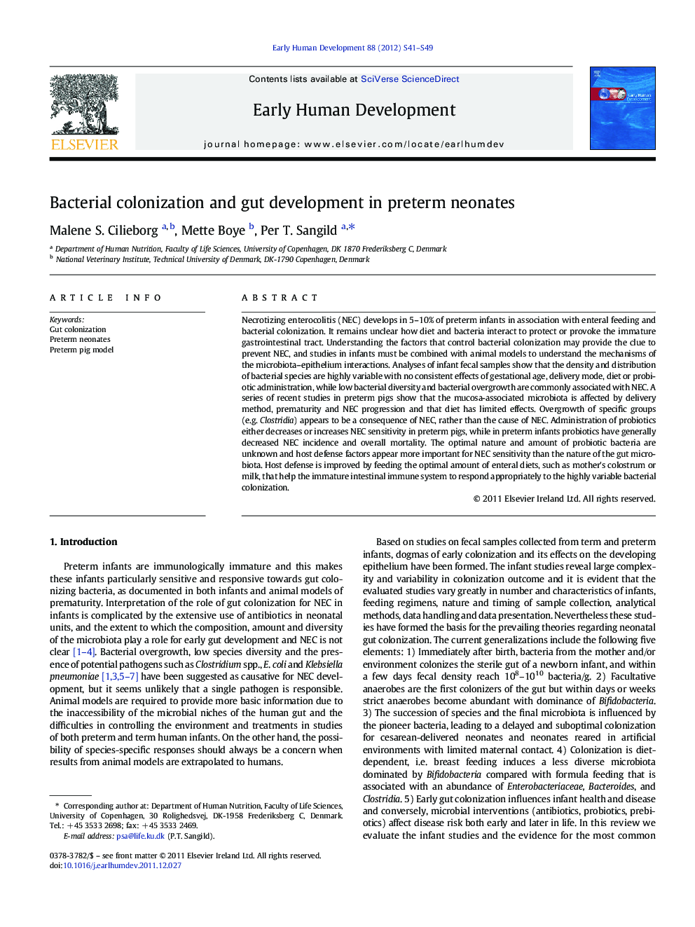 Bacterial colonization and gut development in preterm neonates