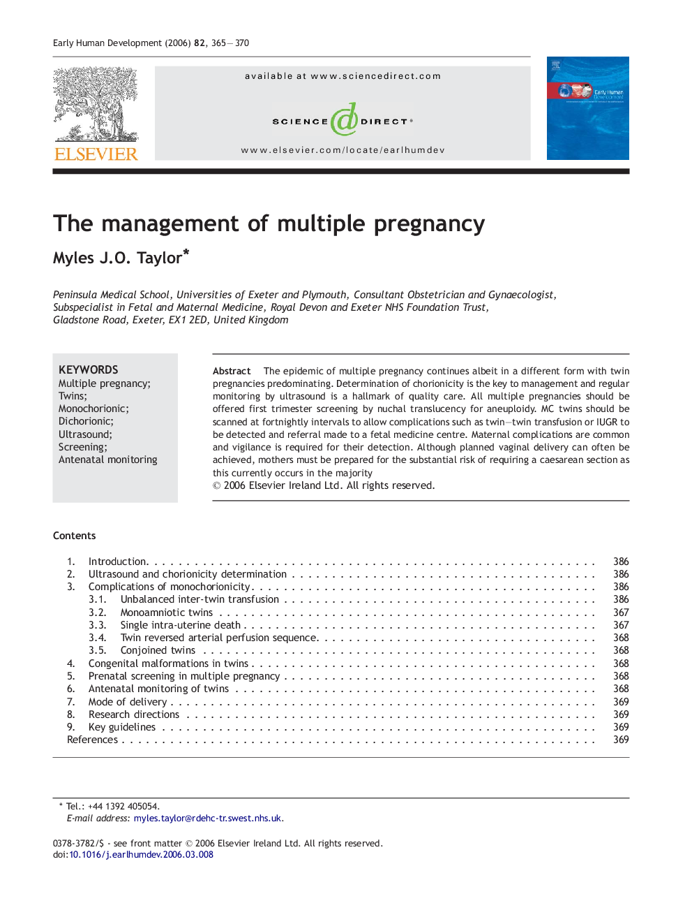 The management of multiple pregnancy