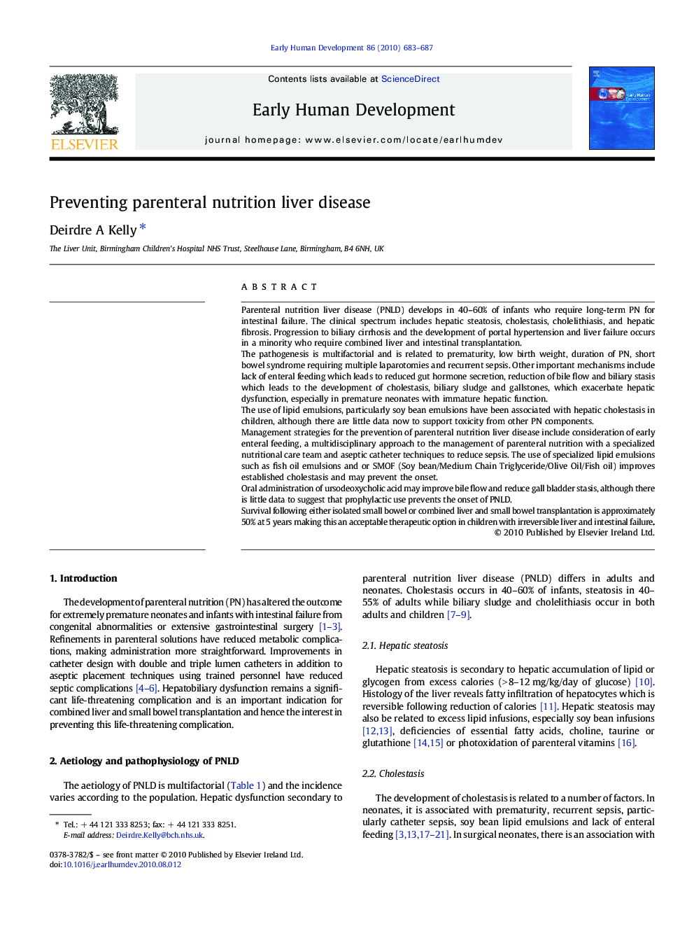 Preventing parenteral nutrition liver disease