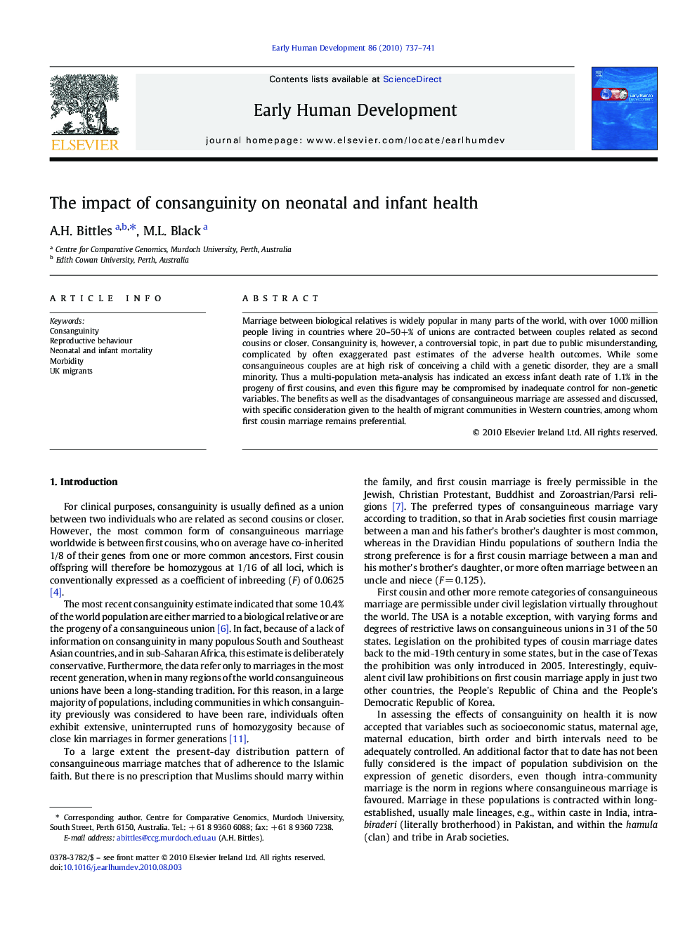 The impact of consanguinity on neonatal and infant health