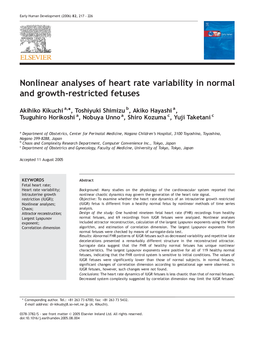 Nonlinear analyses of heart rate variability in normal and growth-restricted fetuses