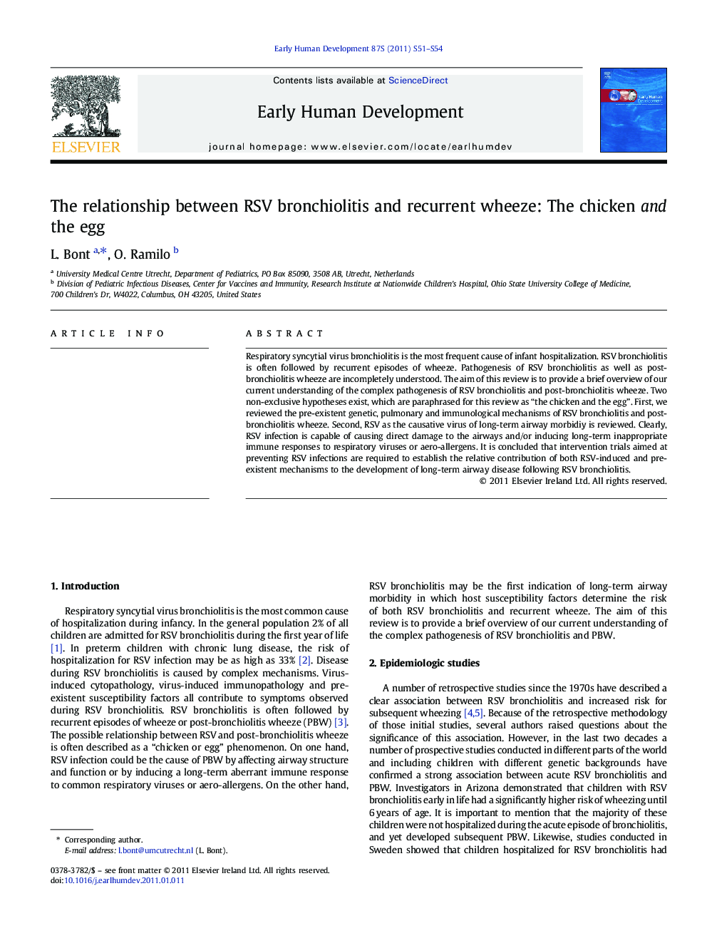 The relationship between RSV bronchiolitis and recurrent wheeze: The chicken and the egg