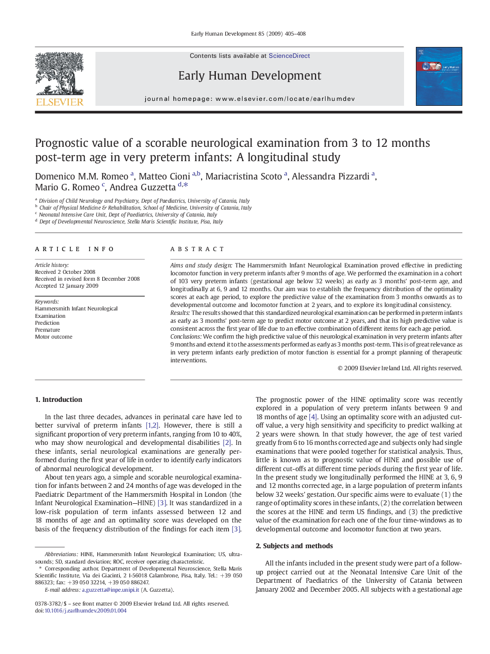 Prognostic value of a scorable neurological examination from 3 to 12 months post-term age in very preterm infants: A longitudinal study