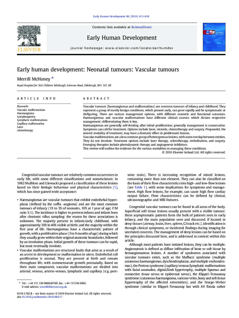 Early human development: Neonatal tumours: Vascular tumours