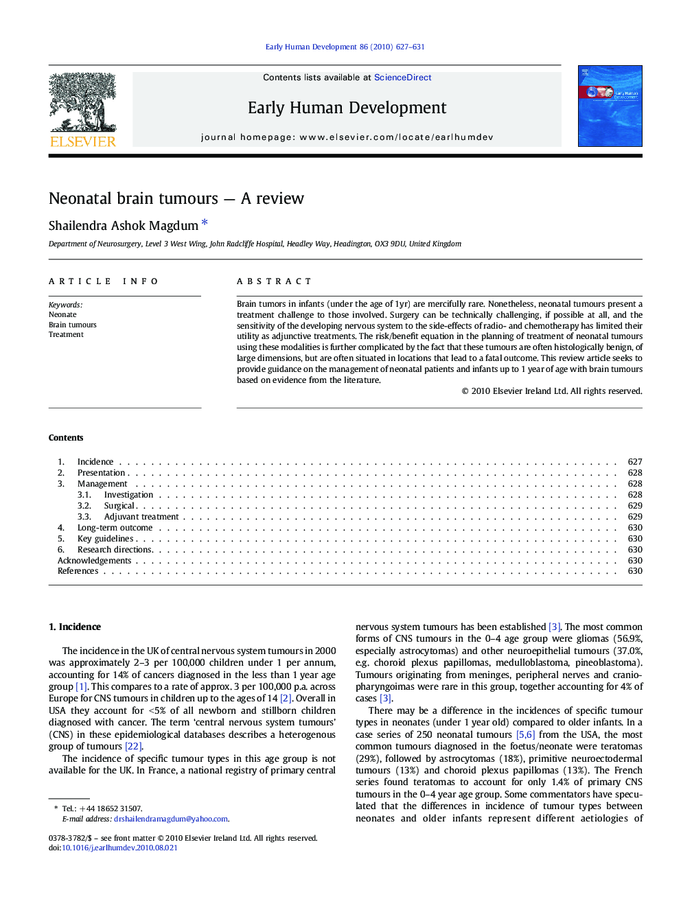 Neonatal brain tumours — A review