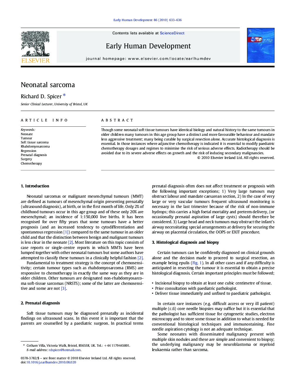 Neonatal sarcoma