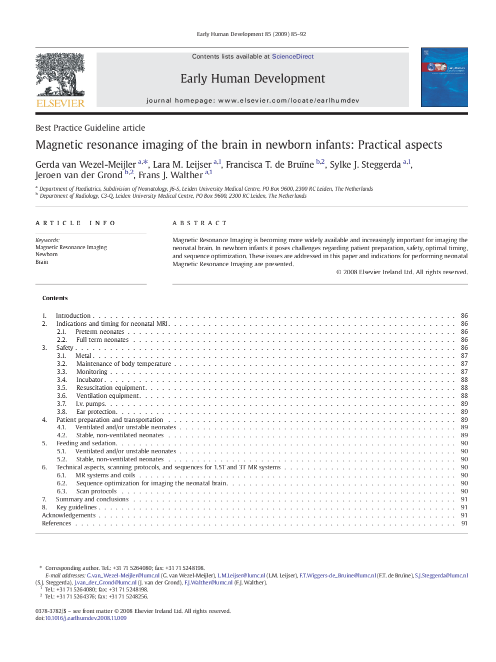 Magnetic resonance imaging of the brain in newborn infants: Practical aspects