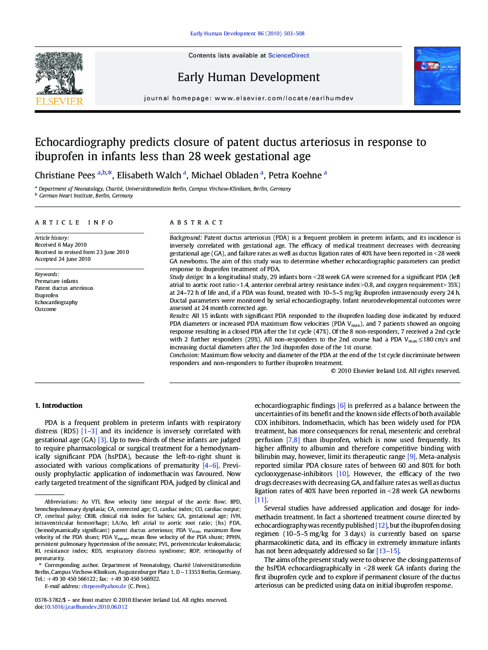 Echocardiography predicts closure of patent ductus arteriosus in response to ibuprofen in infants less than 28 week gestational age