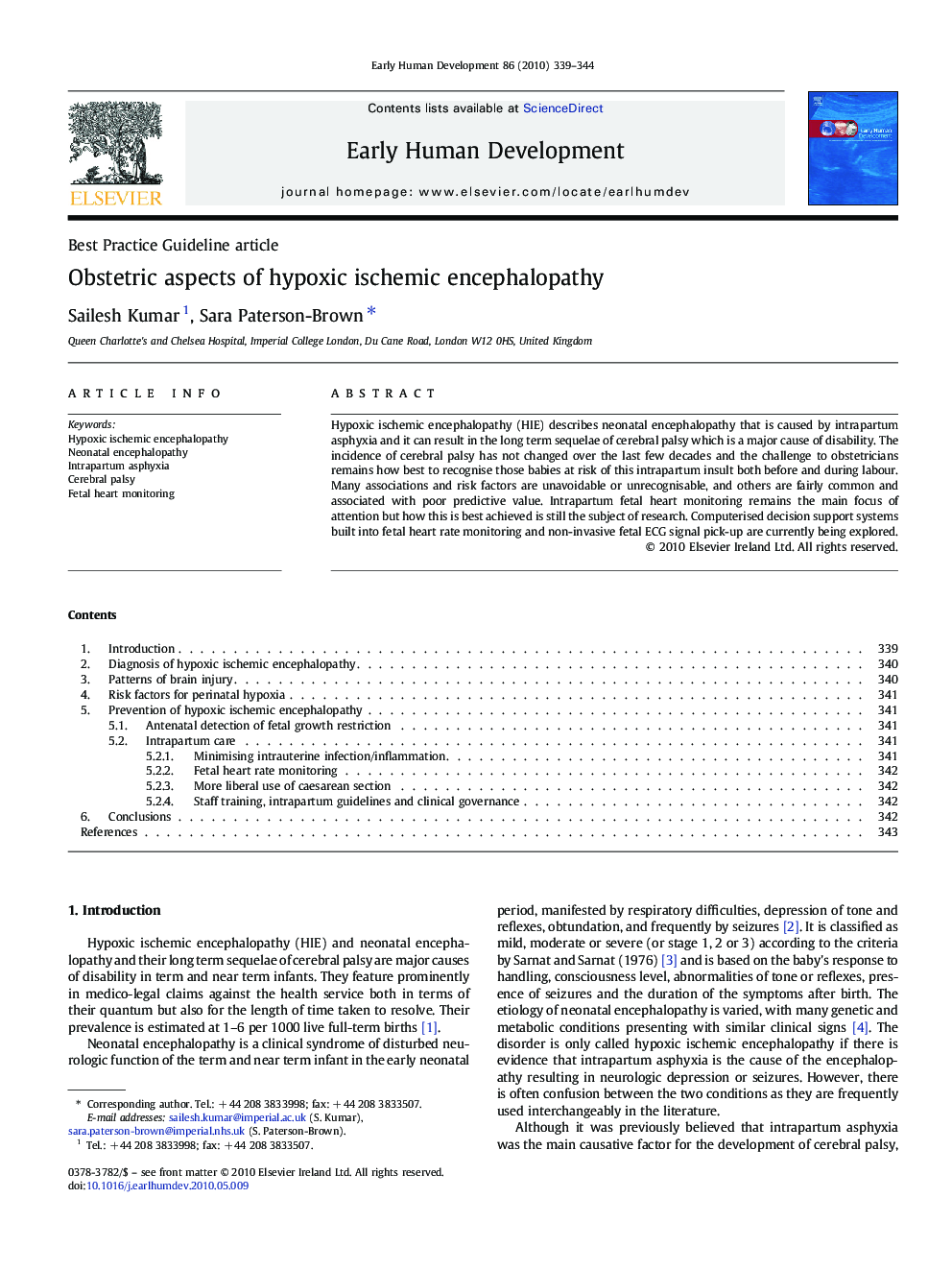 Obstetric aspects of hypoxic ischemic encephalopathy