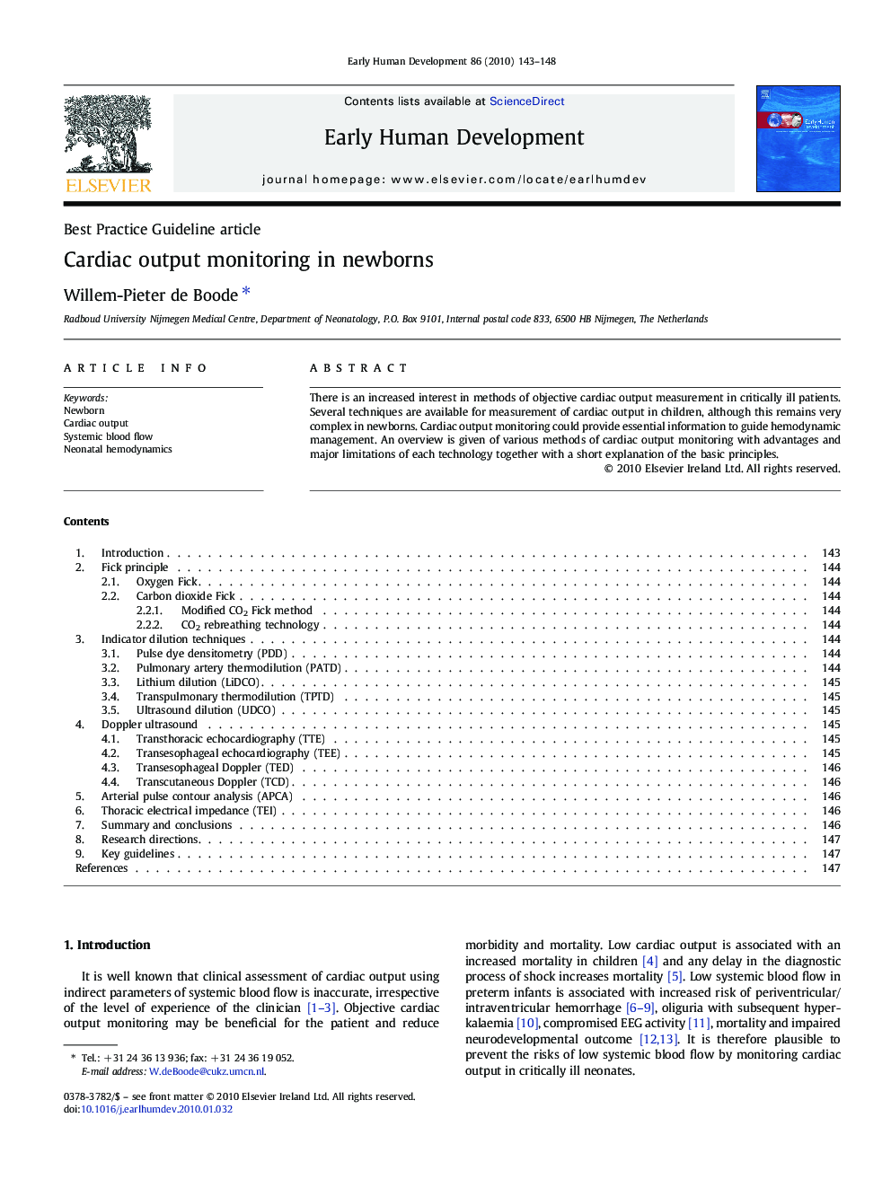 Cardiac output monitoring in newborns