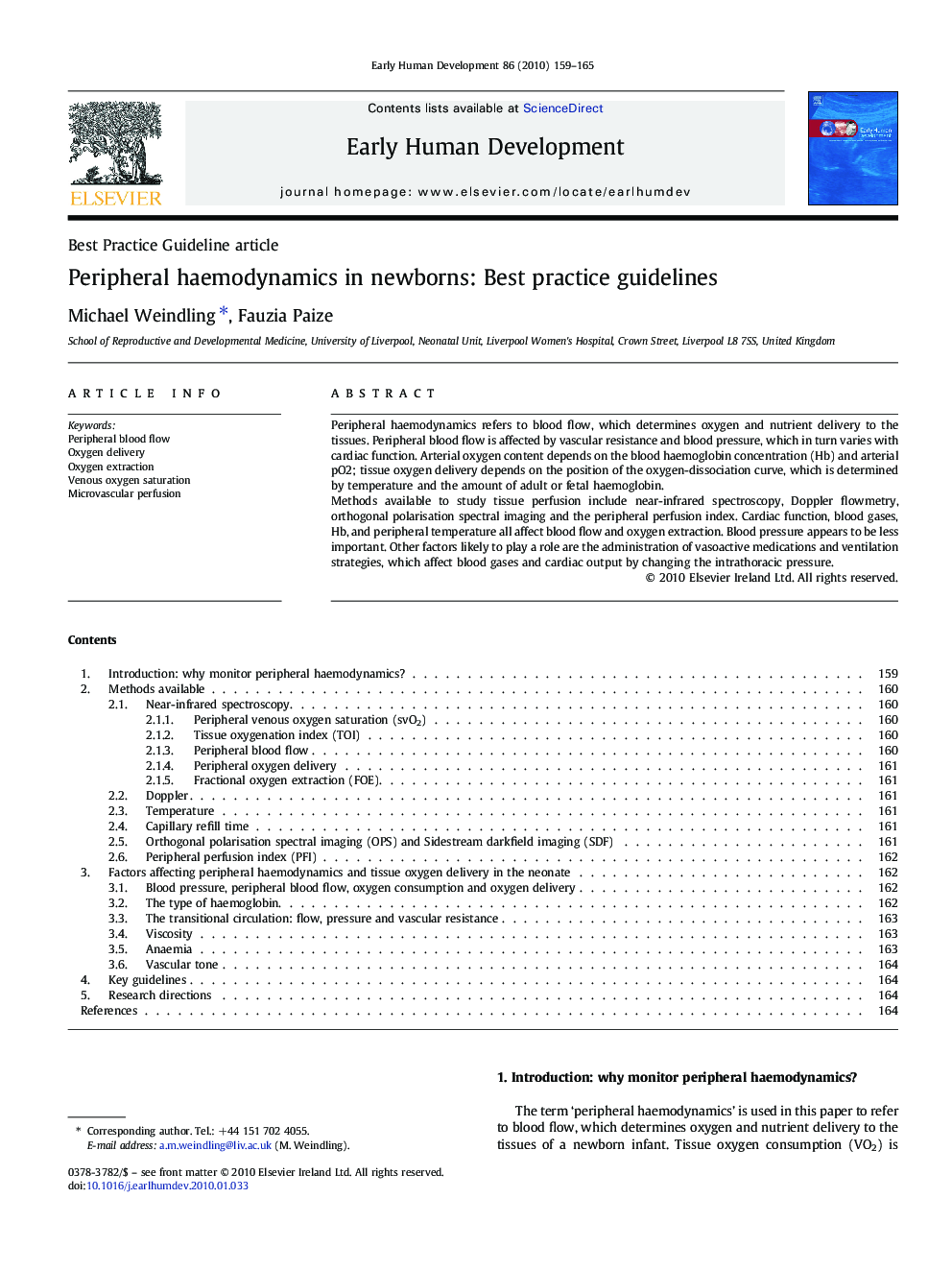 Peripheral haemodynamics in newborns: Best practice guidelines